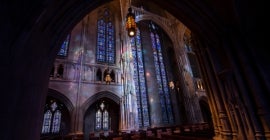 Staing glass inside Heinz Chapel