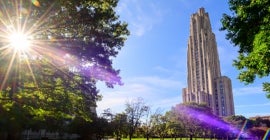 Cathedral of learning with bright sun