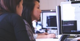 Students working on computer
