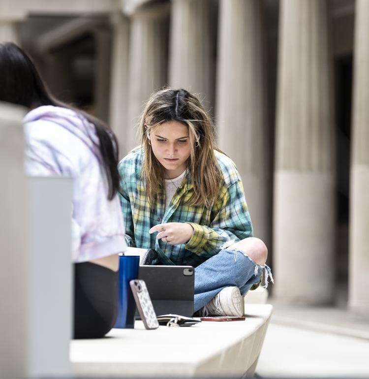 Pitt students study together on campus.